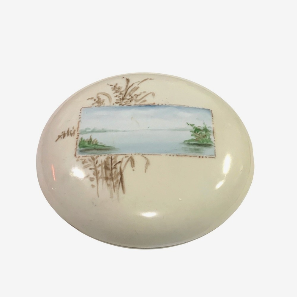 Favorite Bavaria VTG Porcelain Trinket Box Dish Hand Painted Landscape Jewelry